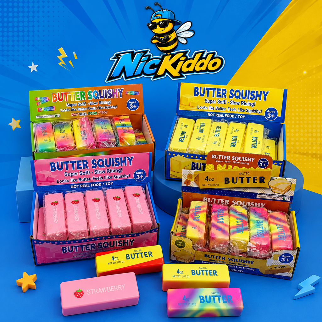 12-Pack Jumbo Butter Stick Squishies – Soft Sensory Fidget Toy Set