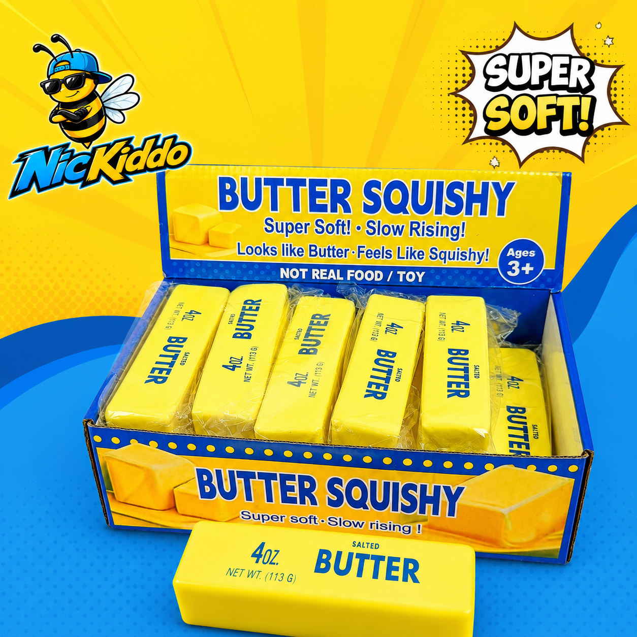 12-Pack Jumbo Butter Stick Squishies – Soft Sensory Fidget Toy Set