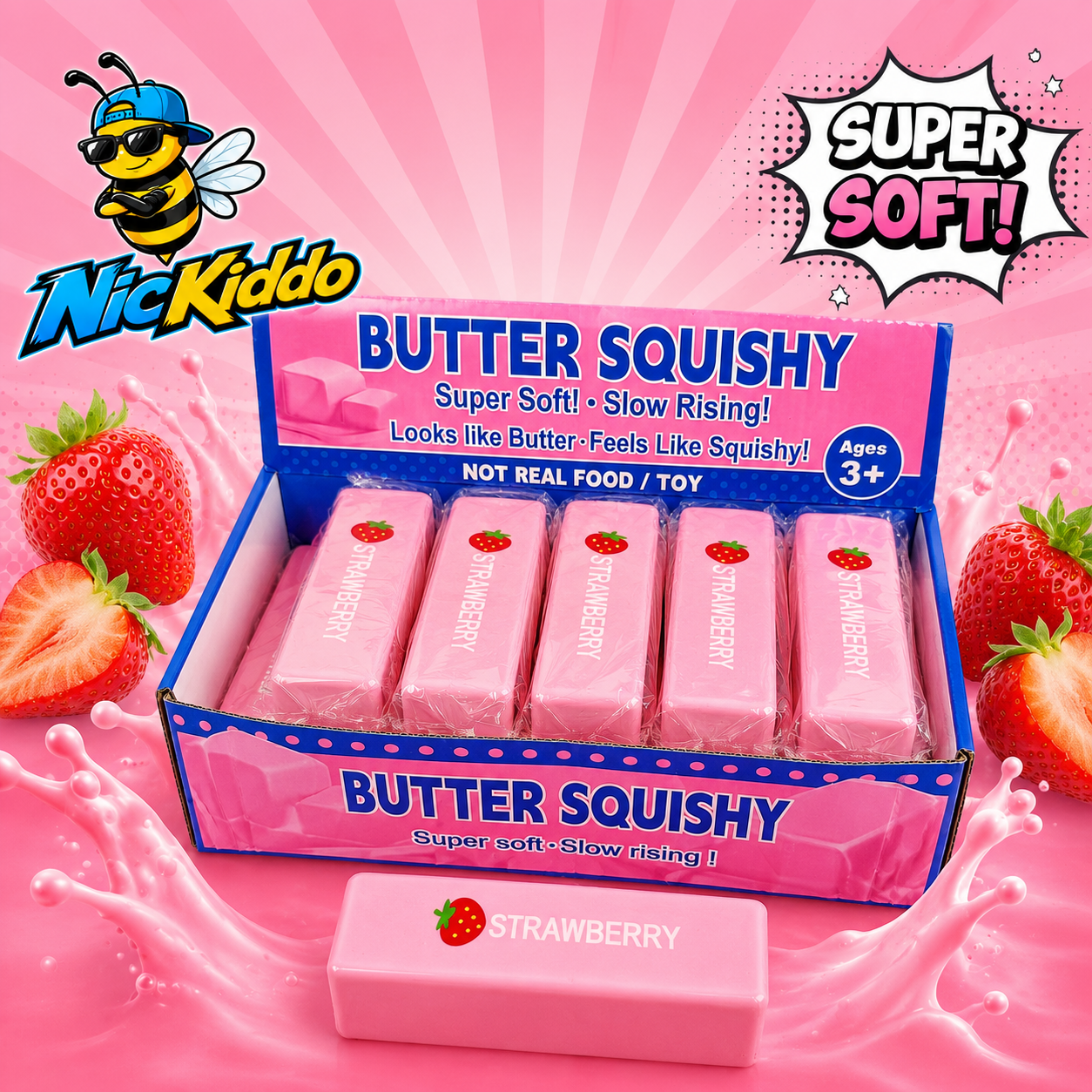 12-Pack Jumbo Butter Stick Squishies – Soft Sensory Fidget Toy Set