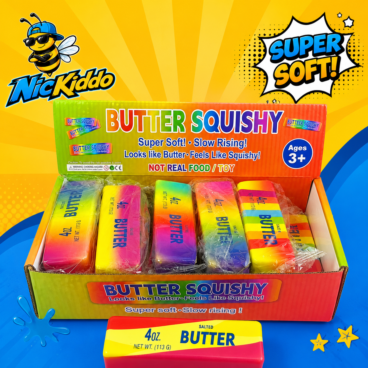 12-Pack Jumbo Butter Stick Squishies – Soft Sensory Fidget Toy Set