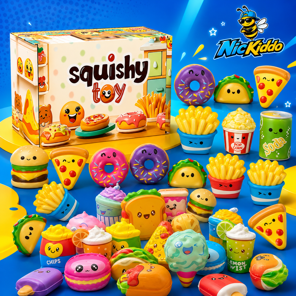 12-Pack Cute Food Squishy Toys – Slow Rising Stress Relief & Party Favor Set