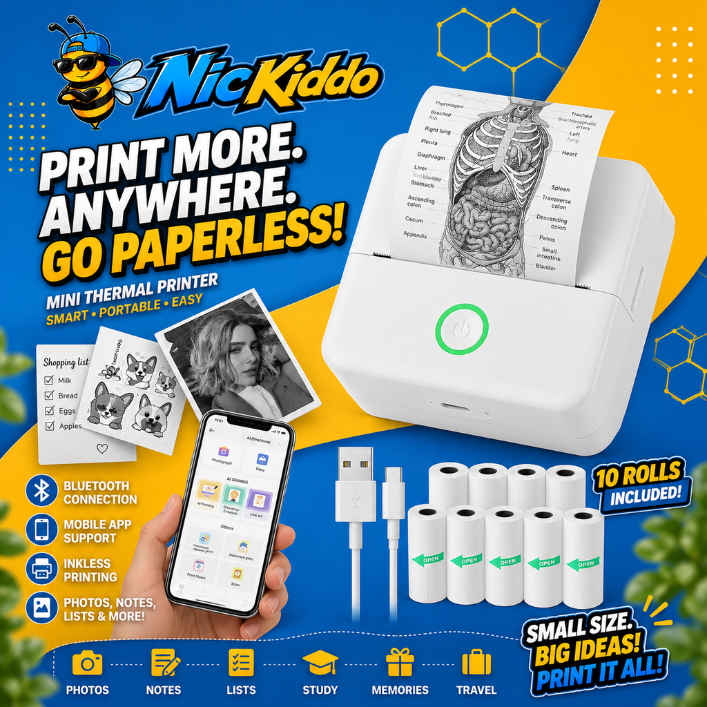Mini Bluetooth Thermal Sticker Printer for Kids | Inkless Pocket Photo Printer