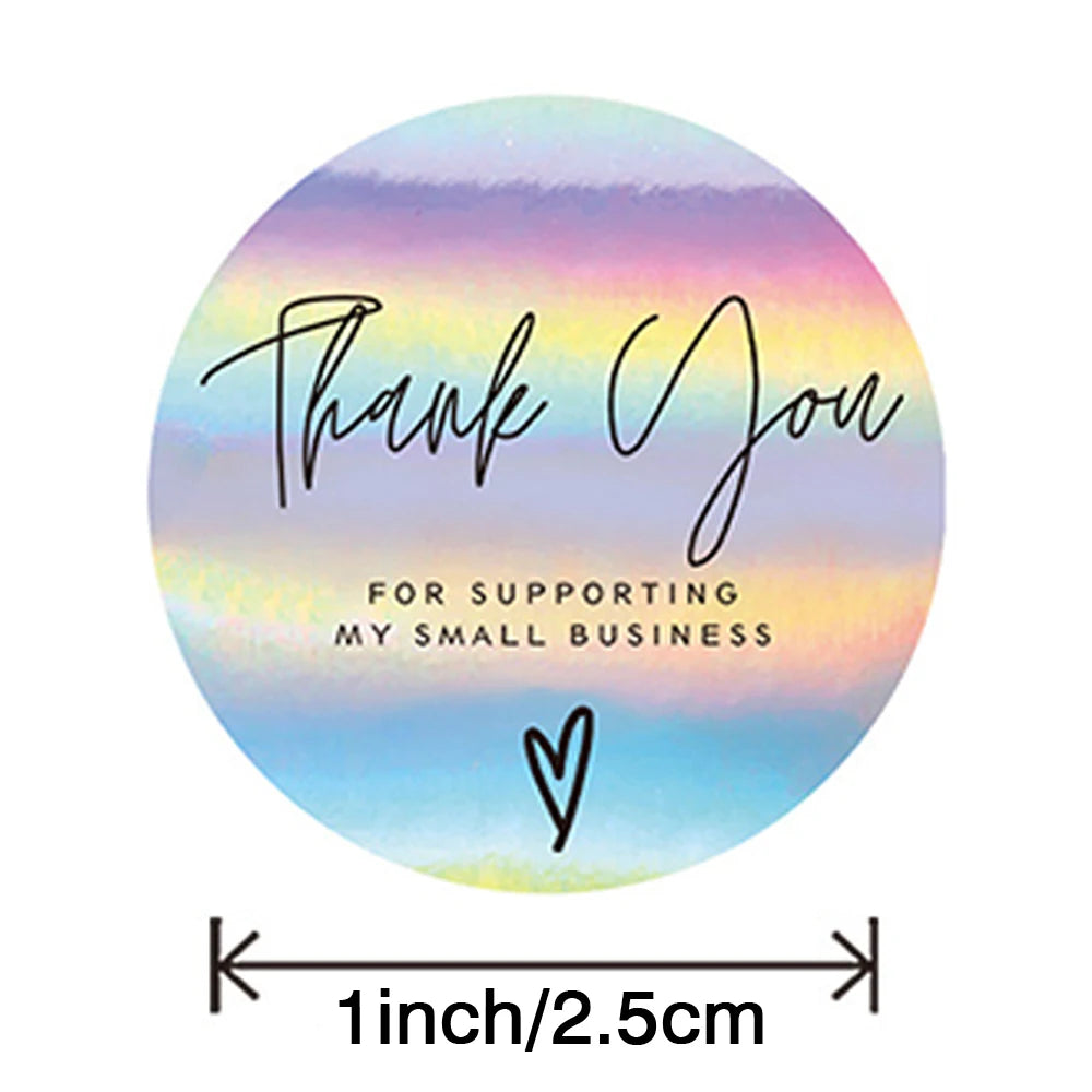 500PCS Holographic Thank You Stickers Roll for Small Business