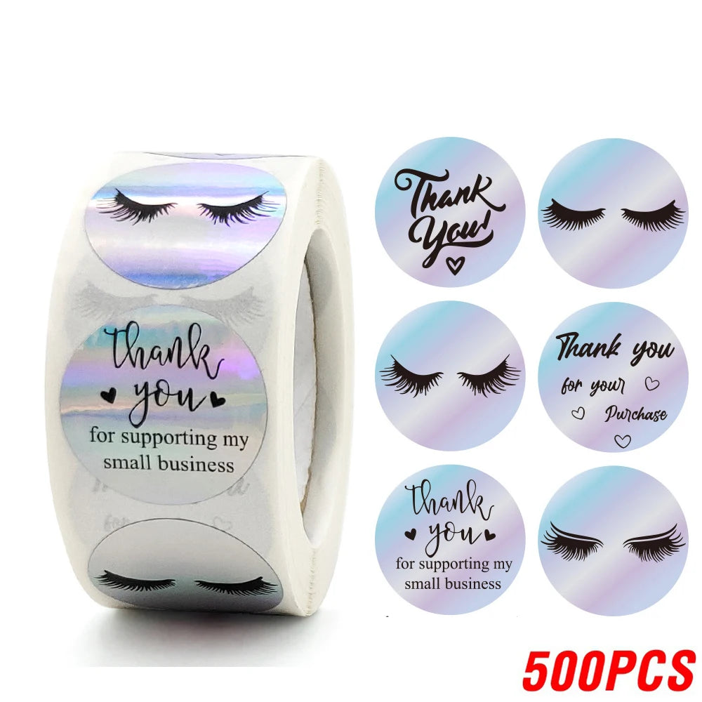 500PCS Holographic Thank You Stickers Roll for Small Business