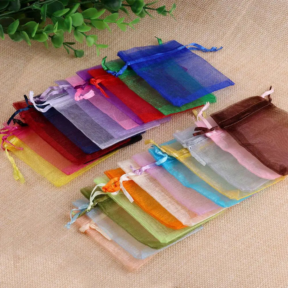 50 sachets cadeaux en organza avec cordon de serrage | Pochettes pour cadeaux de fête et bijoux
