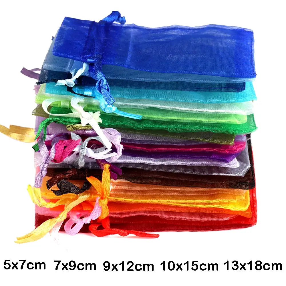50 PCS Organza Gift Bags with Drawstring | Party Favor & Jewelry Pouches