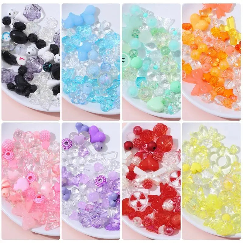 50g Pastel Acrylic Beads Mix for DIY Bracelets & Jewelry