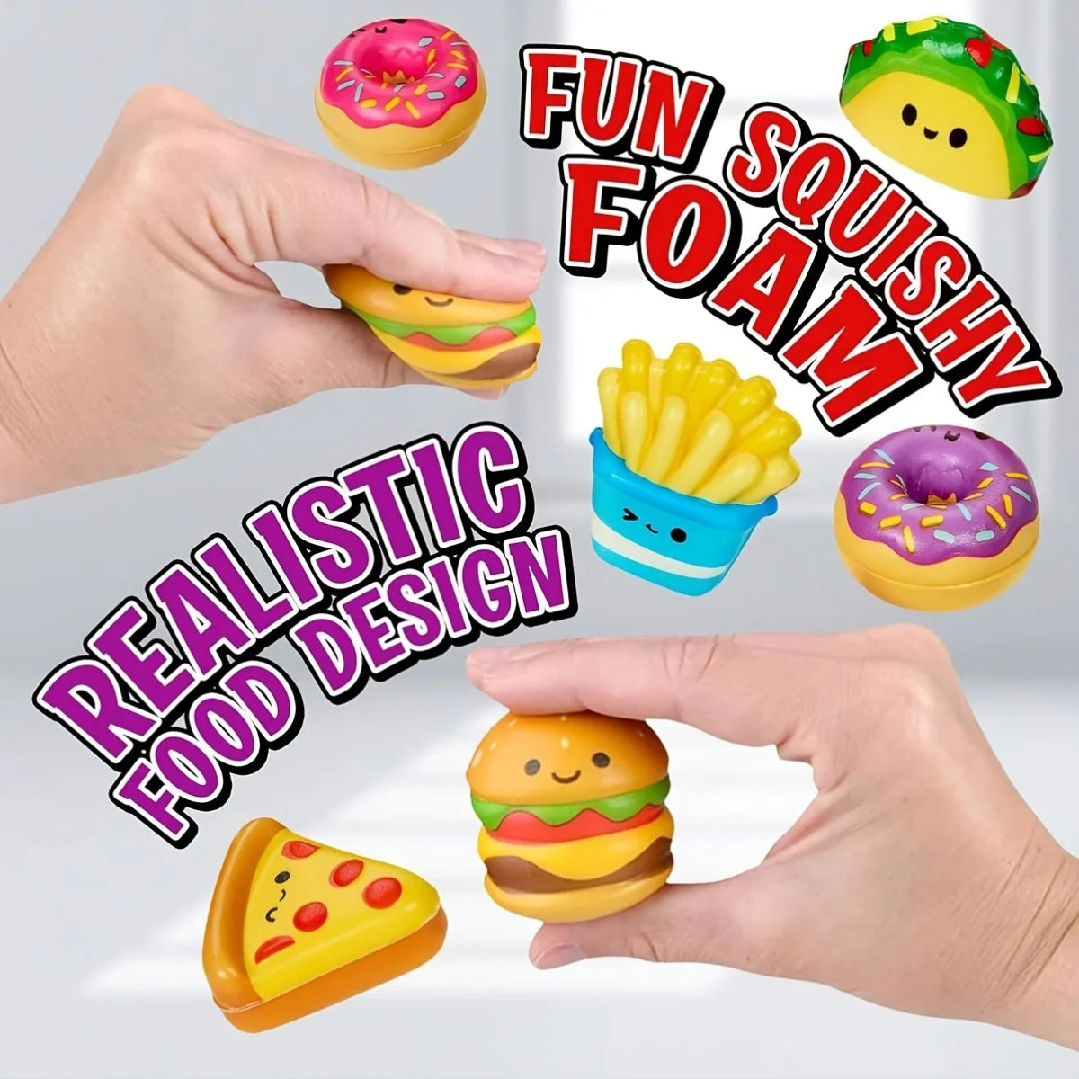 12-Pack Cute Food Squishy Toys – Slow Rising Stress Relief & Party Favor Set
