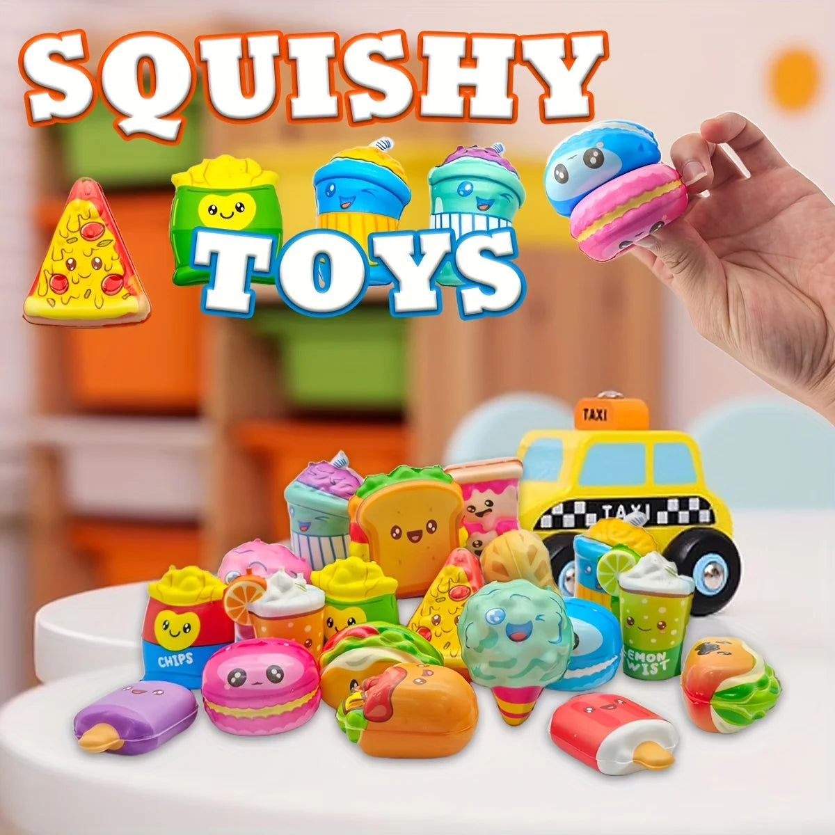 12-Pack Cute Food Squishy Toys – Slow Rising Stress Relief & Party Favor Set