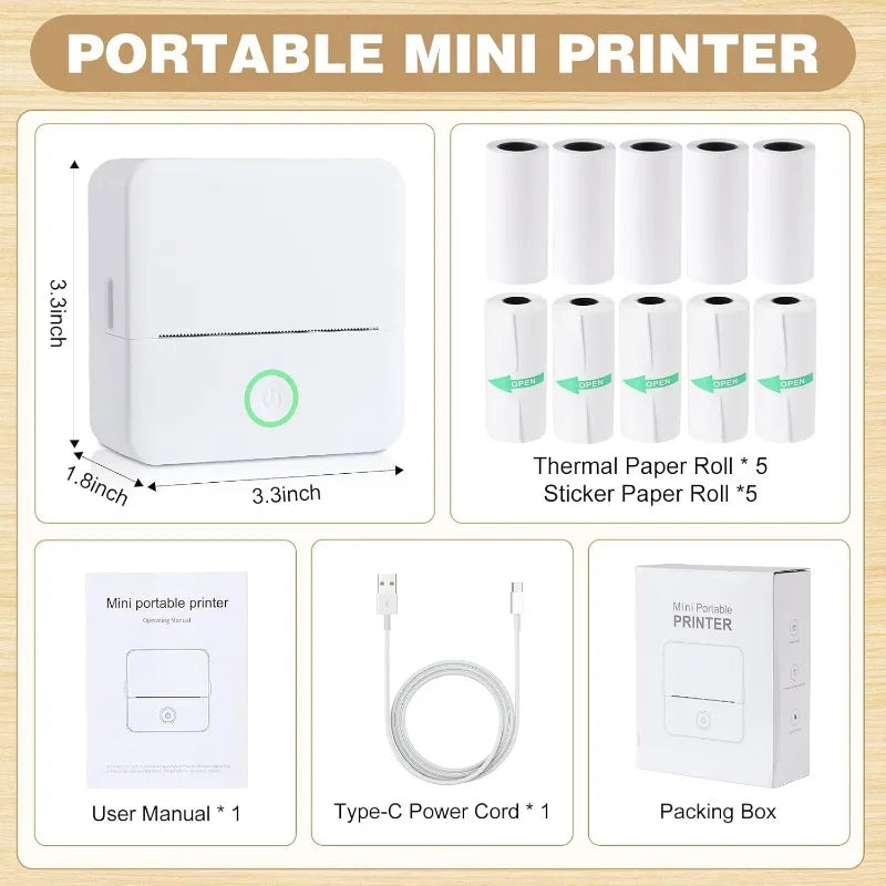 Mini Bluetooth Thermal Sticker Printer for Kids | Inkless Pocket Photo Printer