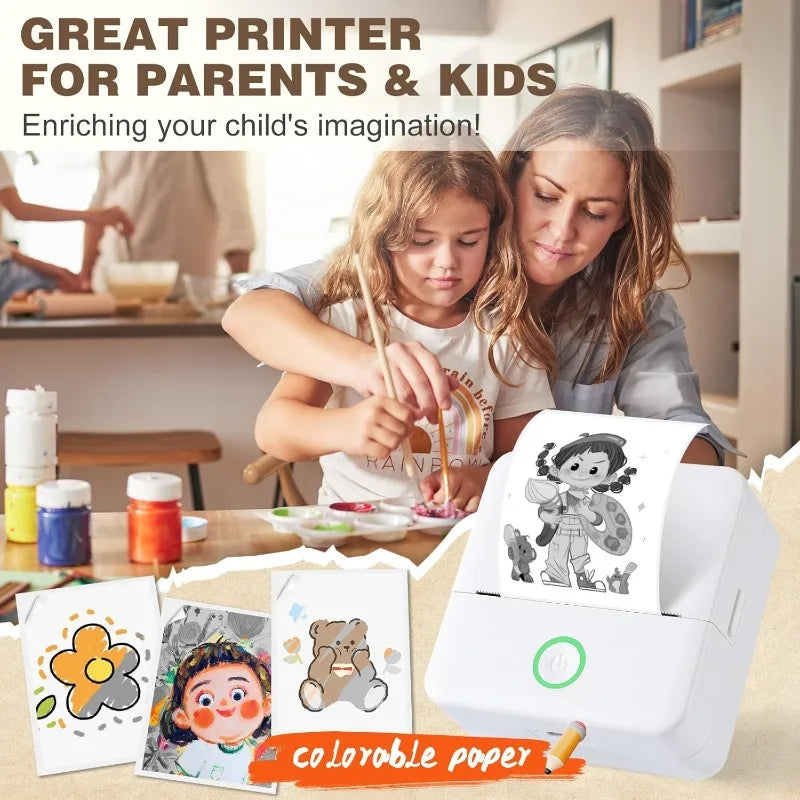 Mini Bluetooth Thermal Sticker Printer for Kids | Inkless Pocket Photo Printer