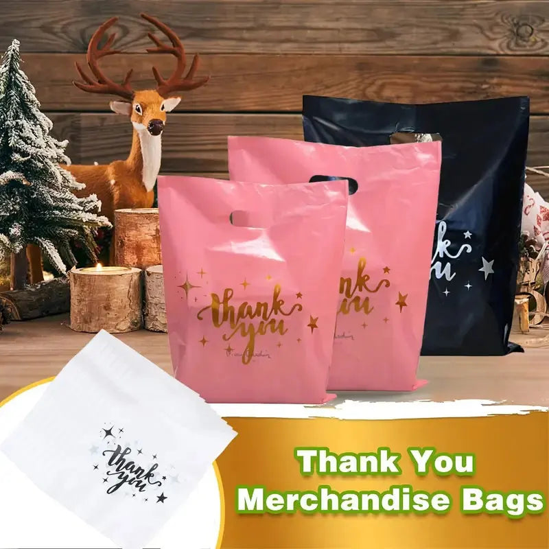 30/50/100PCS Thank You Gift Bags with Handles