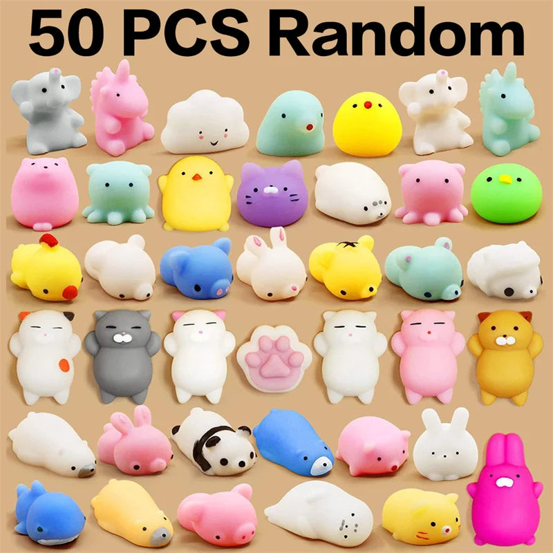 Cute Animal Mochi Squishies (5-50PCS) – Soft Sensory Squeeze Toys & Birthday Party Gifts