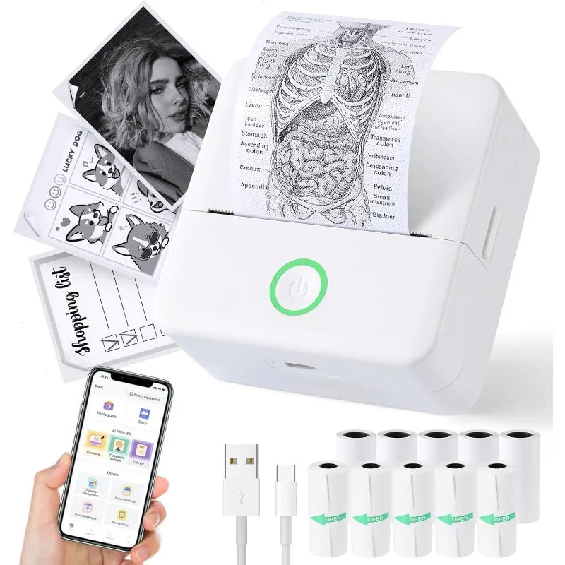 Mini Bluetooth Thermal Sticker Printer for Kids | Inkless Pocket Photo Printer