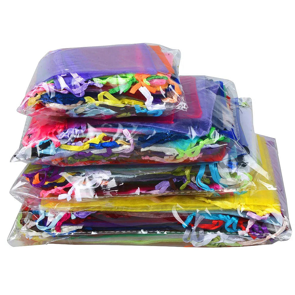 50 sachets cadeaux en organza avec cordon de serrage | Pochettes pour cadeaux de fête et bijoux