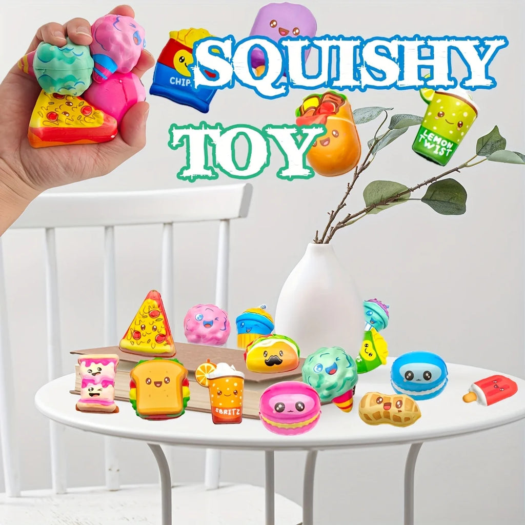 12-Pack Cute Food Squishy Toys – Slow Rising Stress Relief & Party Favor Set