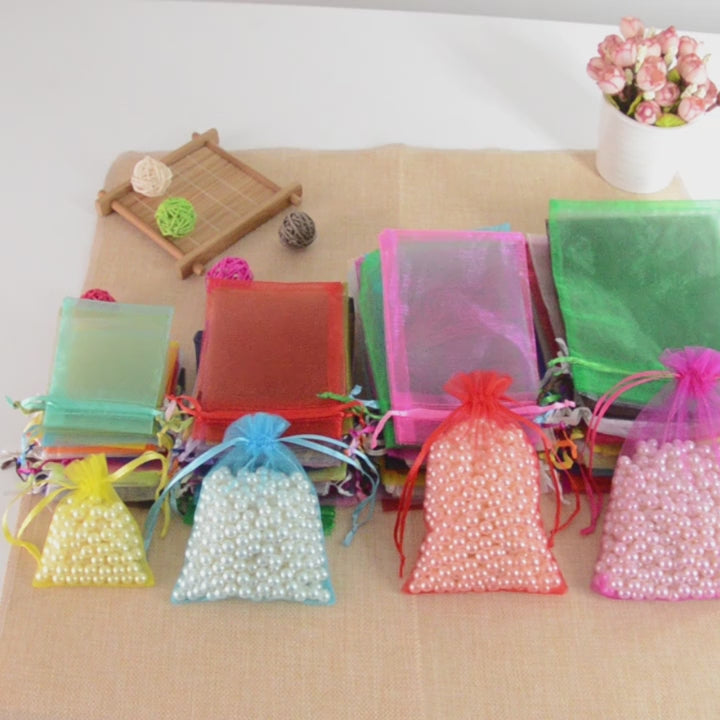 50 sachets cadeaux en organza avec cordon de serrage | Pochettes pour cadeaux de fête et bijoux